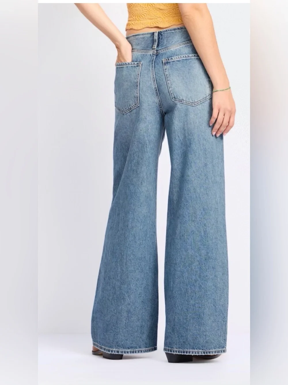 NWT🔖 DAZE Denim Kickback Waistless Palazzo Jeans 24 Wide Leg Indigo - Picture 7 of 16
